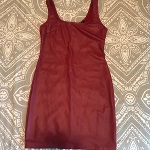 Faux Leather Red Mini Dress